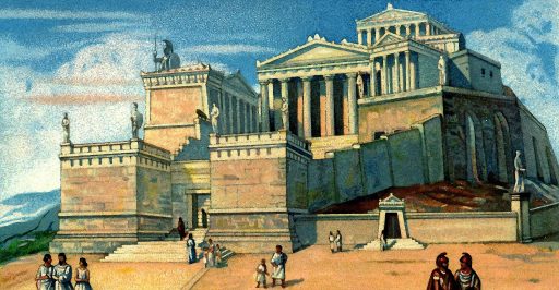 Ilustración de la acrópolis de Atenas