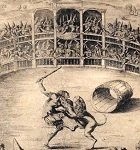Le combat d'un chien contre un gentilhomme qui avoit tué son maître, faict à Montargis soubs le règne de Charles V en 1371