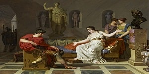 Representación iconográfica de Cleopatra y Octaviano